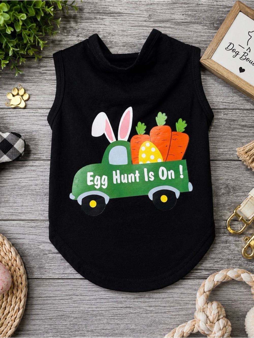 Easter Egg Hunt Dog Shirt | Bunny & Truck Graphic Size: Medium | Brand New